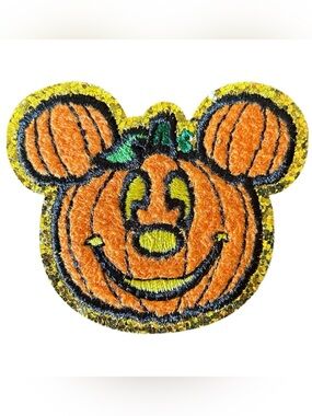 Disney Stoney Clover Lane Chenille Glitter Mickey Pumpkin Iron On Patch NEW!